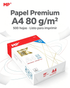 Papel A4 Premium 80 g/m² en paquete de 500 hojas, listo para imprimir, de la marca MP.