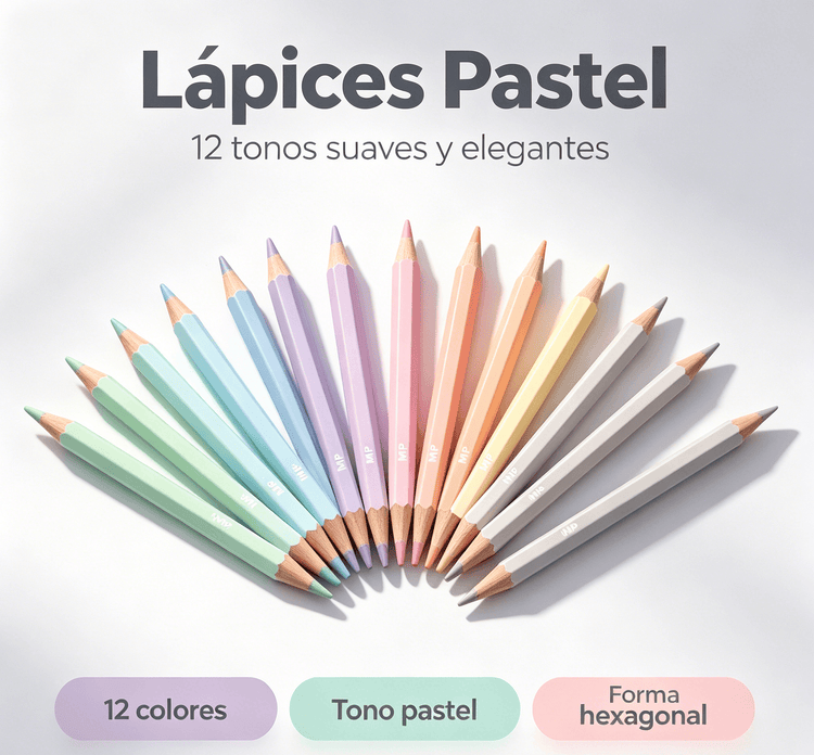 Lápices de colores pastel MP pack de 12 colores