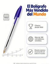 BIC Cristal Original bolígrafo con punta de 1,0 mm y diseño hexagonal transparente