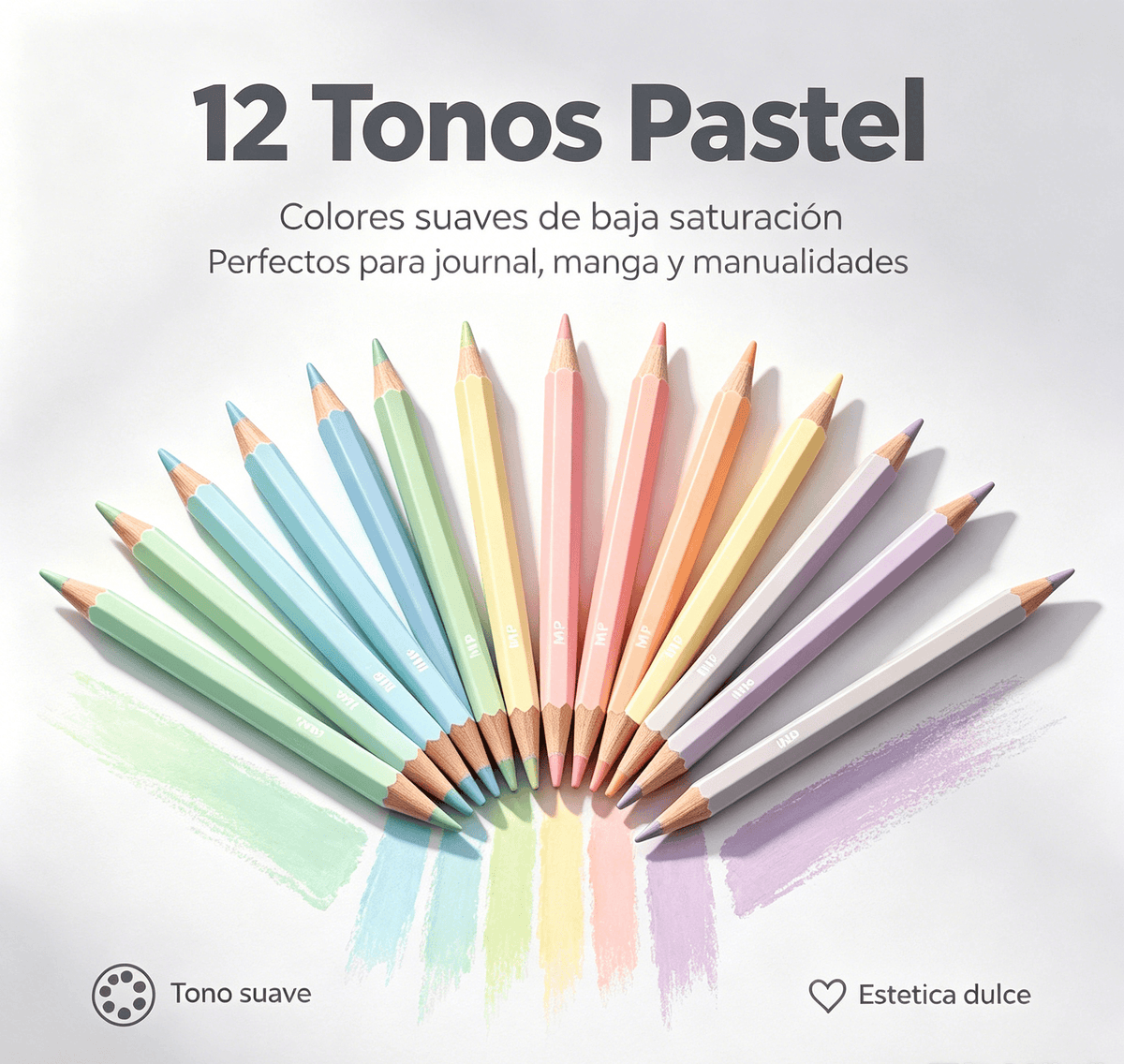 Pack de 12 lápices de colores pastel MP