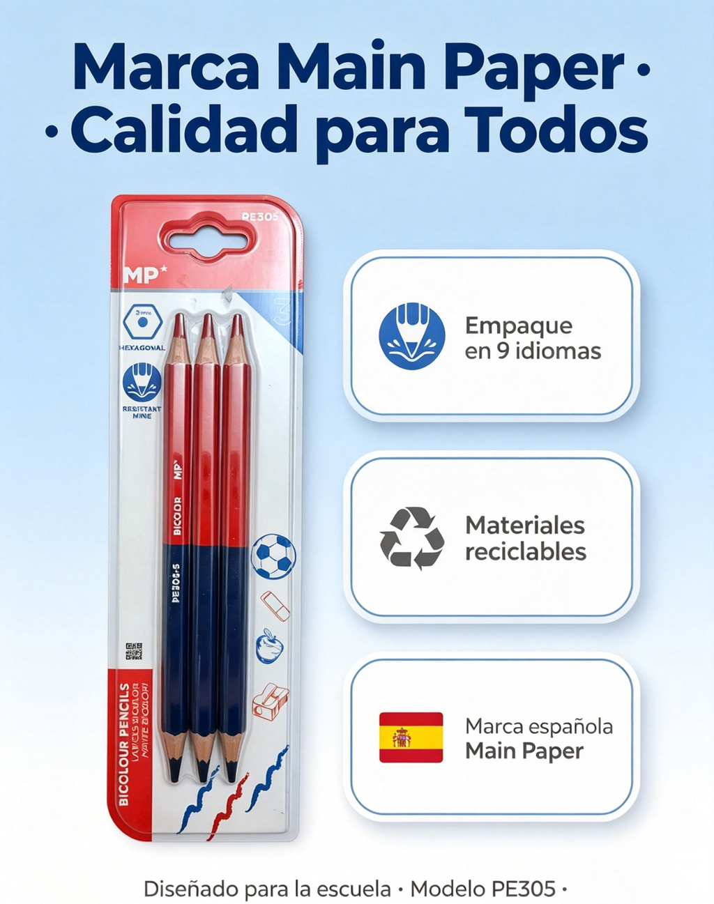 Lápices Bicolor Rojo y Azul