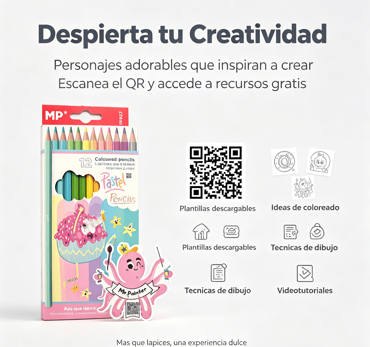 Lápices de colores pastel MP para dibujo y creatividad