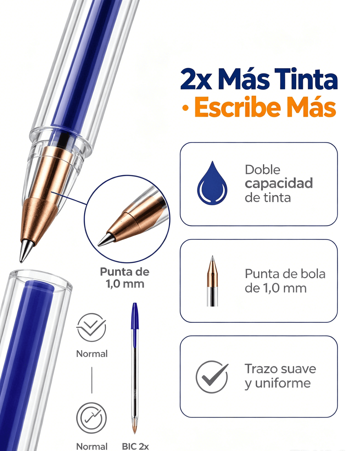 BIC Cristal Original bolígrafos azules negros y rojos para escritura diaria