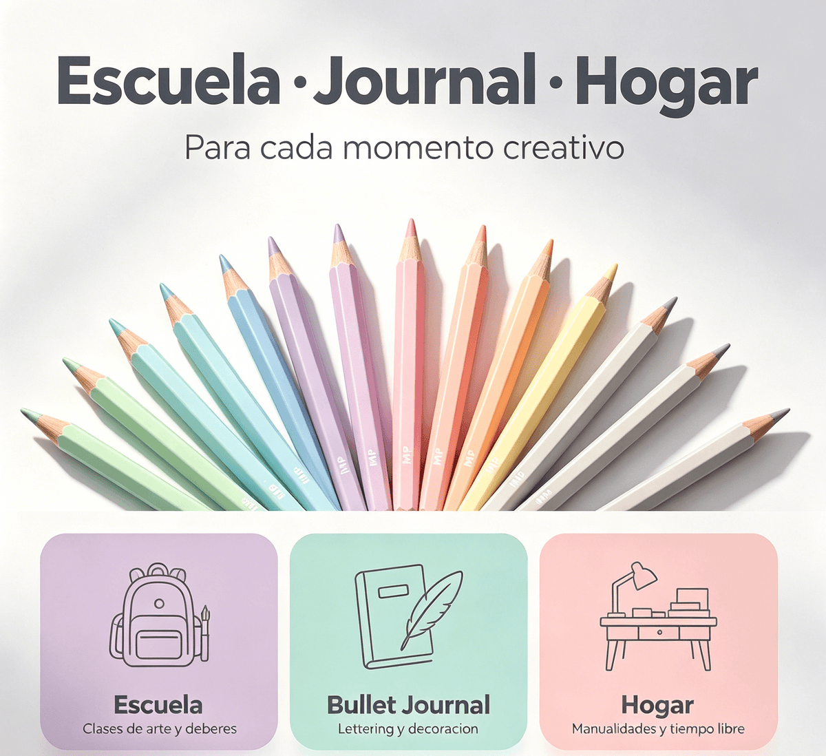 Lápices de colores pastel MP en tonos suaves