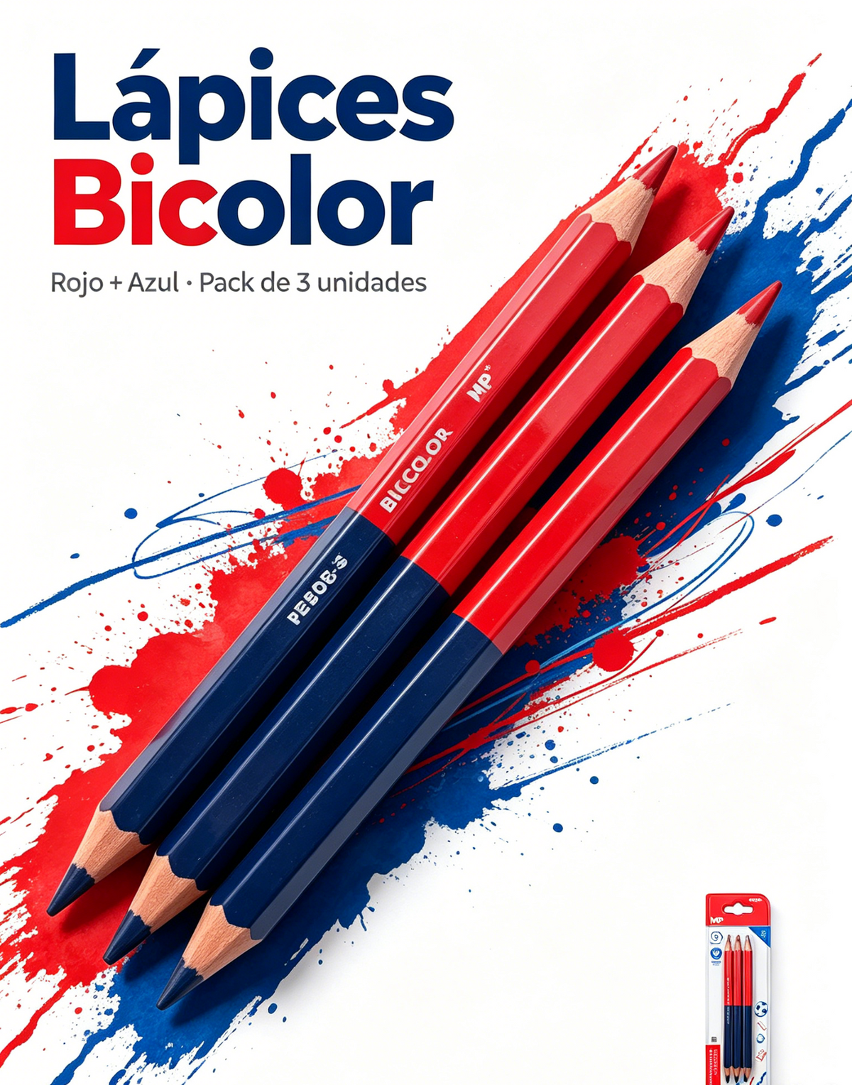 Lápices Bicolor Rojo y Azul