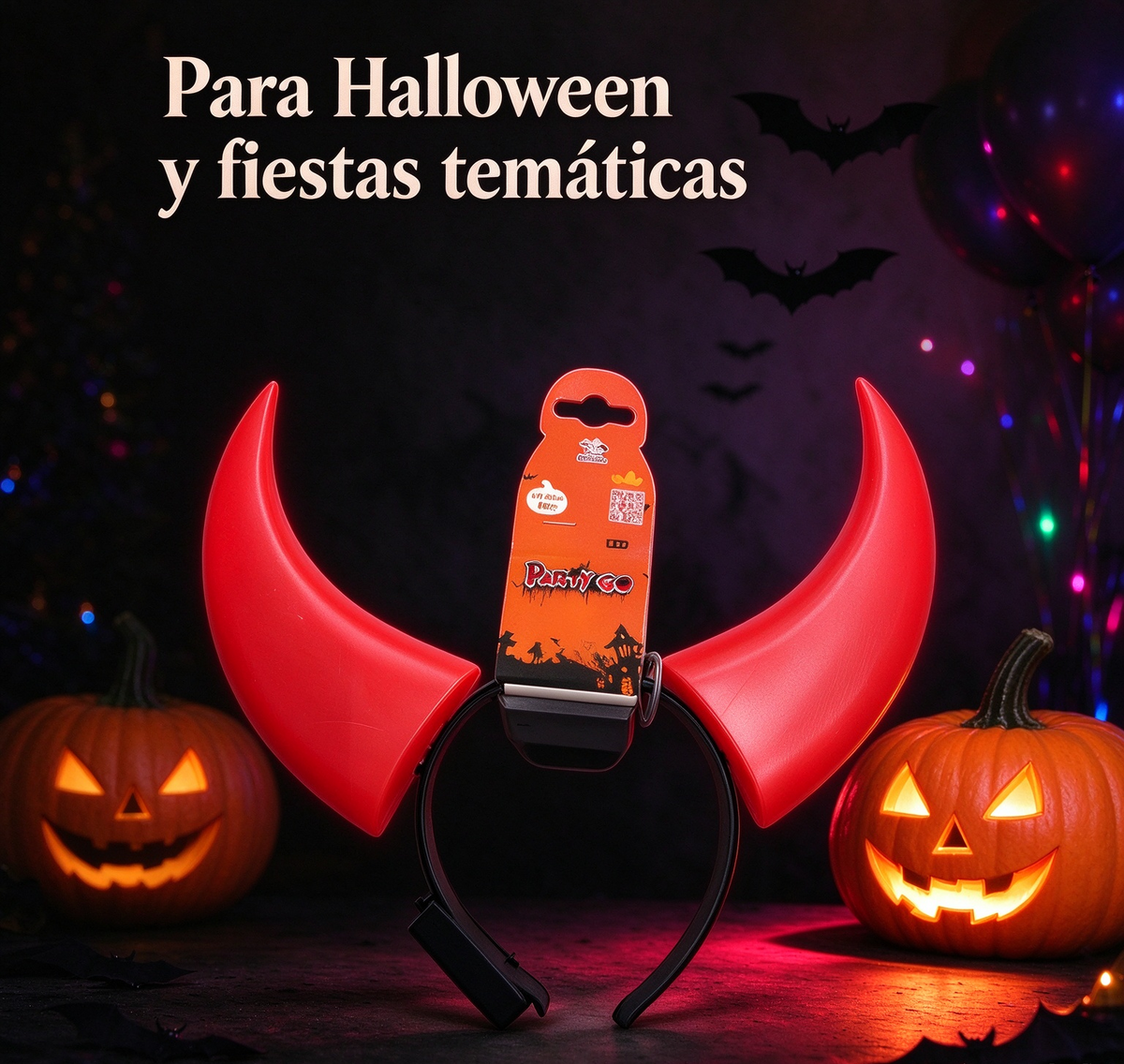 Diadema Cuernos LED Rojos